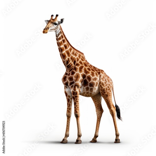 Giraffe Savanna Animal. Isolated on White Background. Generative AI.