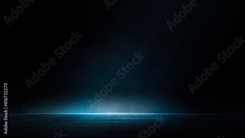 Dark street, asphalt abstract dark blue background, empty open dark scene neon light, spotlights The concrete floor and studio room with faint smoke float up the interior texture for display products