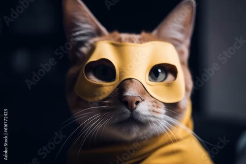 The Silent Avenger: Cat in a Hero Mask Protects the City Streets