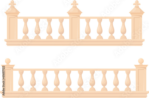 Marble banister. Fence baluster of roman palace home mansion balcony in baroque style, railing parapet for stair european architecture