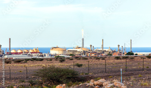 Desalination plant on the seashore in the city of Sur. Sultanate of Oman