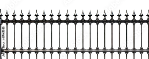 An iron fence isolated on white background - Generative AI