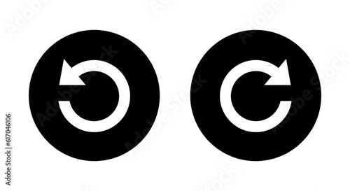 Redo and undo icon vector. Circular arrow symbol isolated on circle background