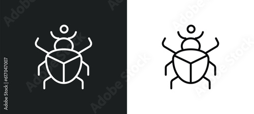 scarab line icon in white and black colors. scarab flat vector icon from scarab collection for web, mobile apps and ui.