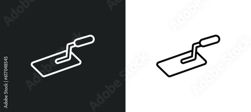 trowel line icon in white and black colors. trowel flat vector icon from trowel collection for web, mobile apps and ui.