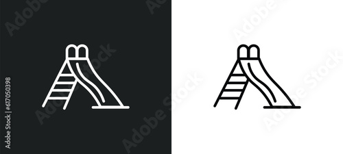 slide line icon in white and black colors. slide flat vector icon from slide collection for web, mobile apps and ui.