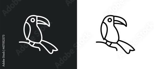 toucan line icon in white and black colors. toucan flat vector icon from toucan collection for web, mobile apps and ui.
