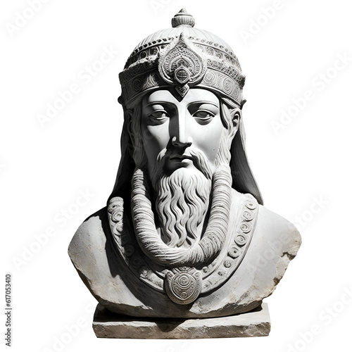 Ahura Mazda lord of wisdom statue isolated on transparent background. Generative AI 