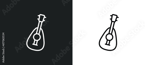 mandolin line icon in white and black colors. mandolin flat vector icon from mandolin collection for web, mobile apps and ui.