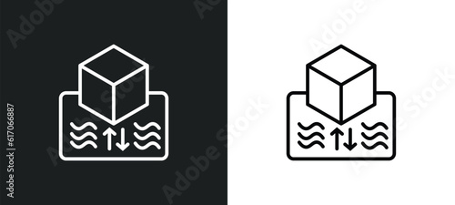 archimedes principle line icon in white and black colors. archimedes principle flat vector icon from archimedes principle collection for web, mobile apps and ui.