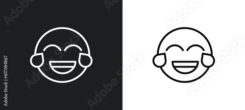 laugh emoji line icon in white and black colors. laugh emoji flat vector icon from laugh emoji collection for web, mobile apps and ui.