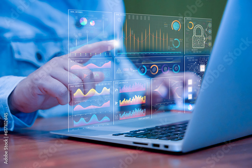 Business process management and automation with person validating document in workflow. Digital transformation, operations system management involving business process and workflow, quality control.