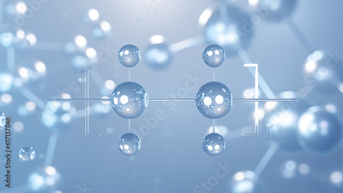 polyethylene molecular structure 3d, flat model, polythene, structural chemical formula view from a microscope