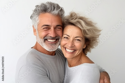 Happy couple in front of a white background ai generated