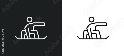 snowboarding line icon in white and black colors. snowboarding flat vector icon from snowboarding collection for web, mobile apps and ui.