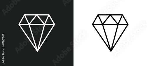 big diamond line icon in white and black colors. big diamond flat vector icon from big diamond collection for web, mobile apps and ui.