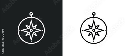 azimuth compass line icon in white and black colors. azimuth compass flat vector icon from azimuth compass collection for web, mobile apps and ui.
