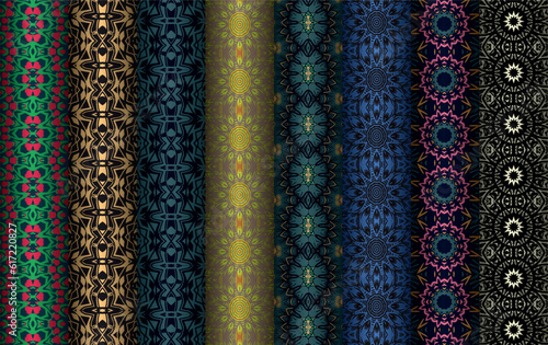 Colorful Abstract Set of Modern vintage floral pattern for allover print and textile industry, Collection of seamless geometric repeated patterns design, bundle, fabric texture background