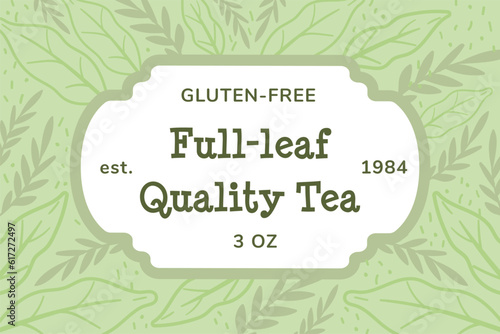 Gluten free full leaf quality tea, label product