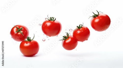 Fresh red tomatoes on a white background