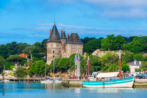 View of Port de Pornic with its castle on summer time