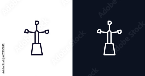 anemometer icon. Thin line anemometer icon from weather collection. Outline vector isolated on dark blue and white background. Editable anemometer symbol can be used web and mobile