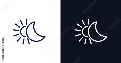 solstice icon. Thin line solstice icon from summer collection. Outline vector isolated on dark blue and white background. Editable solstice symbol can be used web and mobile