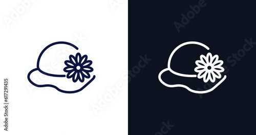 pamela icon. Thin line pamela icon from summer collection. Outline vector isolated on dark blue and white background. Editable pamela symbol can be used web and mobile