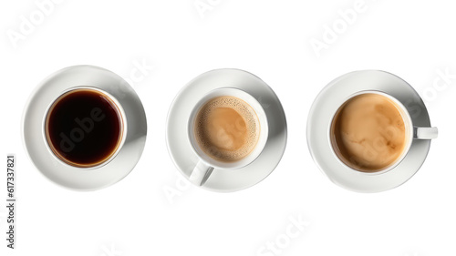 This image showcases three different coffee cups, each displaying a perfect pour of coffee. 