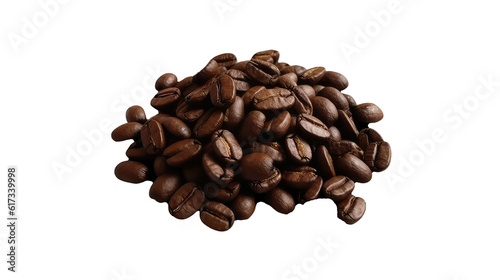 a small pile of dark roasted coffee beans. 