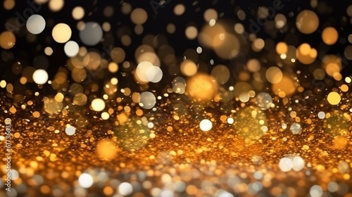 Sparkling Luxury, Gold Glitter, Bokeh Sparkles, and Particles. Generative AI