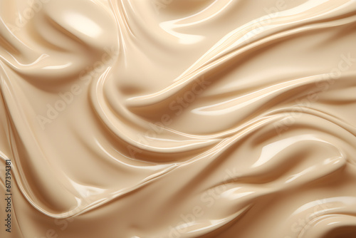 a close-up on whipped cream or off-white vanilla pudding with swirls and spreads filling the frame, selective focus