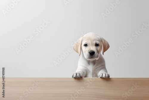 photo of a golden retriever puppy dog with space for text mockup