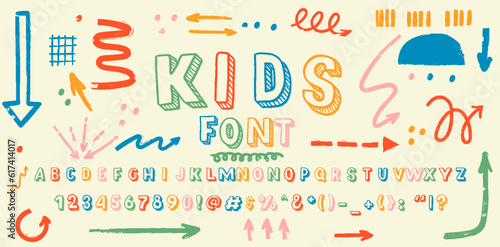 Bright colorful chalk board style alphabet design