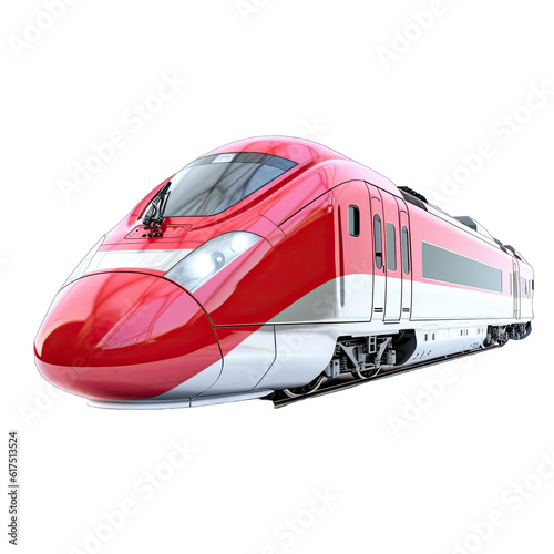  a red and white train on a white background