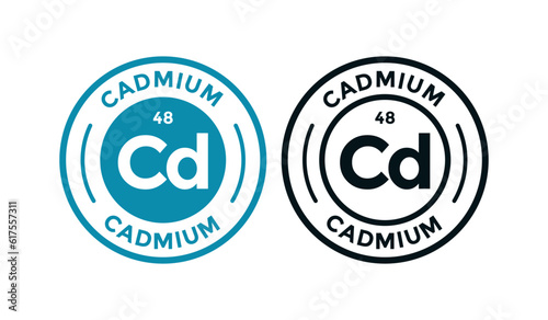 Cadmium logo badge template. this is chemical element of periodic table symbol. Suitable for business, technology, molecule, atomic symbol 