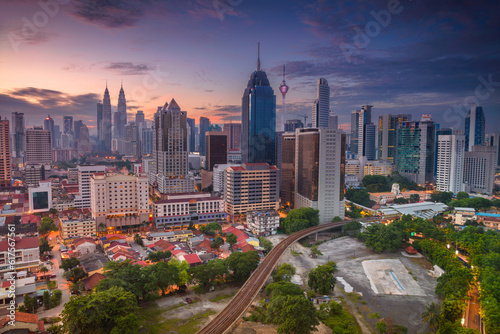 Cityscape image of Kuala Lumpur, Malaysia during sunrise.