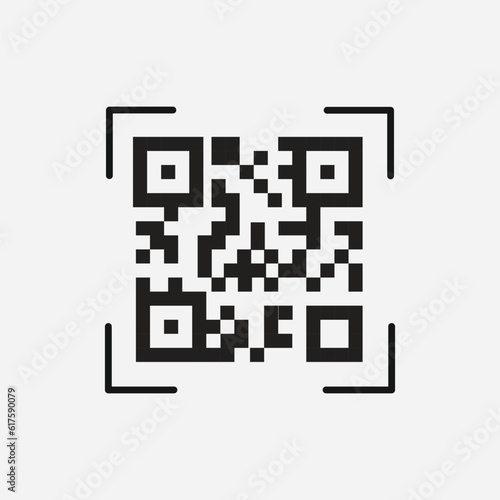 QR code icon. Stroke outline style. Vector QR code sample for smartphone scanning, Vector. Isolate on white background. 
