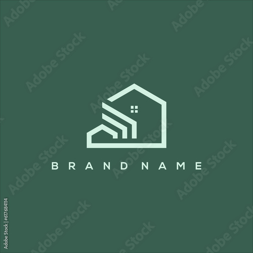 Line art house villa and rental logo vector