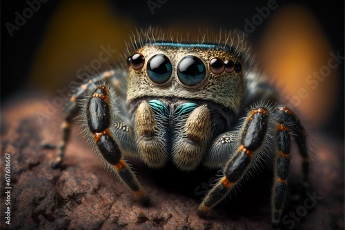 AI generated illustration of a cheerful arachnid with large, expressive eyes