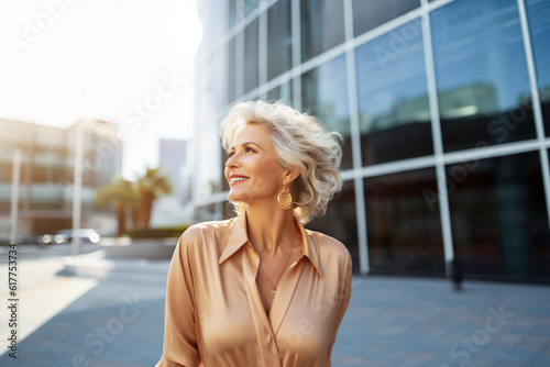 AI generated image of mature happy women outdoor