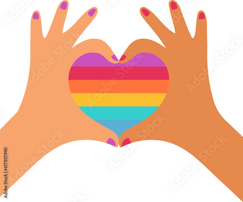 Hands with Rainbow Heart Icon