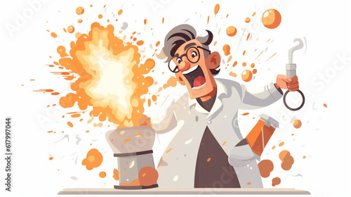 科学者が実験に失敗して大爆発 Mad scientist failed his experiment and exploded. Created by generative AI