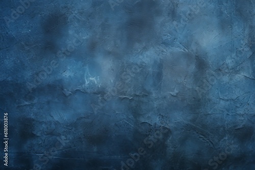 Background image of texture plaster on the wall in dark blue black tones in grunge style. Generative AI