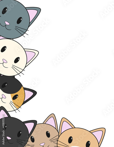 Gatos adorables, sonrientes y coloridos, ilustraci√≥n digital sin fondo.