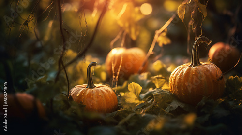 Halloween pumpkin in the garden