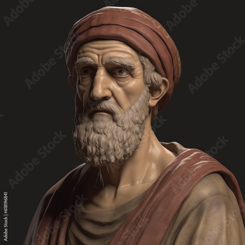 An artistic interpretation of a portrait of Pythagoras, the renowned ancient Greek philosopher
