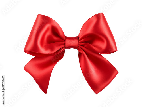 Red bow isolated on transparent or white background, png