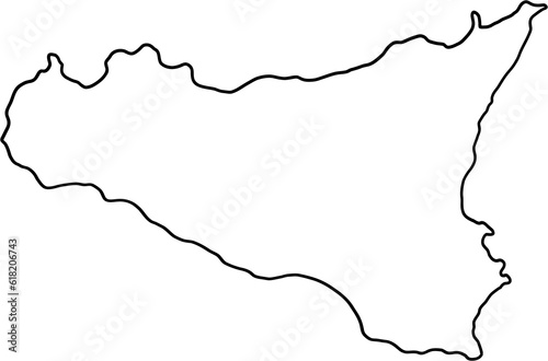 doodle freehand drawing of sicily island map.