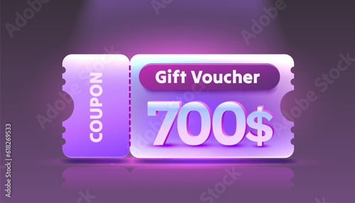 Coupon special voucher 700 dollar, Check banner special offer. Vector illustration